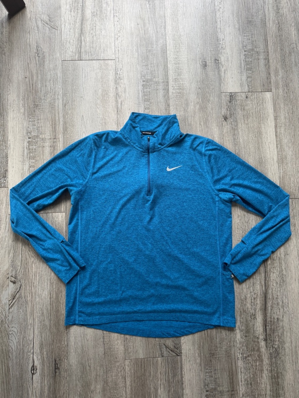 Nike Blue Heather Dri-FIT Running Top with White Swoosh
